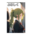 電車で眠そうな女子（個別スタンプ：21）