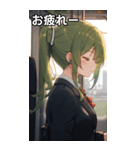 電車で眠そうな女子（個別スタンプ：27）