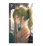 電車で眠そうな女子（個別スタンプ：30）