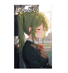 電車で眠そうな女子（個別スタンプ：32）