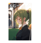 電車で眠そうな女子（個別スタンプ：33）
