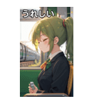 電車で眠そうな女子（個別スタンプ：37）