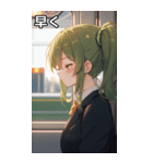 電車で眠そうな女子（個別スタンプ：38）