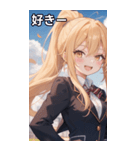 金髪ポニーテールの元気な笑顔（個別スタンプ：35）