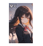 黒髪姫カットのドヤ顔（個別スタンプ：38）