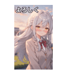 銀髪サイド三つ編みの恥じらい（個別スタンプ：21）