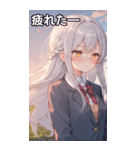 銀髪サイド三つ編みの恥じらい（個別スタンプ：23）