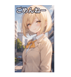 金髪ショートボブの優しい微笑み（個別スタンプ：3）