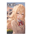 金髪ウェーブヘアの眠たげなあくび（個別スタンプ：27）
