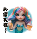 ❤️レインボーヘアーのマーメイドちゃん❤️（個別スタンプ：4）