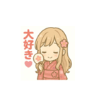 ゆるふわ浴衣女子の夏スタンプ（個別スタンプ：7）