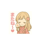 ゆるふわ浴衣女子の夏スタンプ（個別スタンプ：13）
