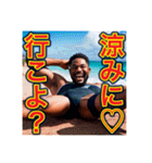 ※夏を満喫する‼︎黒人男性（個別スタンプ：4）