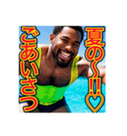 ※夏を満喫する‼︎黒人男性（個別スタンプ：30）