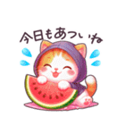 夏に毎日使える パーカーねこ 日常 ハート（個別スタンプ：3）