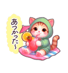 夏に毎日使える パーカーねこ 日常 ハート（個別スタンプ：11）