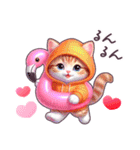 夏に毎日使える パーカーねこ 日常 ハート（個別スタンプ：34）