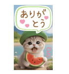 スコティッシュ猫 カラフル 夏 吹き出しBIG（個別スタンプ：5）