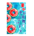 BIG♡暑中見舞い♡はがき風 夏のご挨拶（個別スタンプ：1）