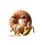 ドーナツさんがバナナを食べる（個別スタンプ：1）