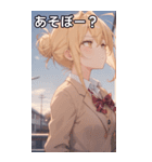 金髪無造作ヘアの物思い（個別スタンプ：5）