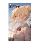 金髪無造作ヘアの物思い（個別スタンプ：9）