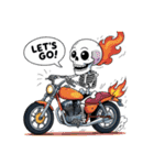 バイクに乗るガイコツくん（個別スタンプ：1）