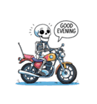 バイクに乗るガイコツくん（個別スタンプ：3）