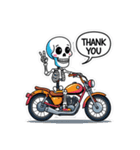 バイクに乗るガイコツくん（個別スタンプ：4）