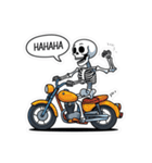 バイクに乗るガイコツくん（個別スタンプ：7）