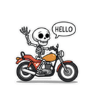 バイクに乗るガイコツくん（個別スタンプ：8）