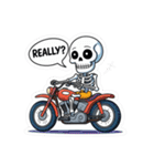 バイクに乗るガイコツくん（個別スタンプ：9）