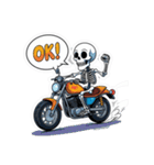 バイクに乗るガイコツくん（個別スタンプ：10）