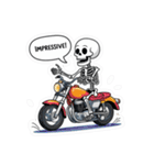 バイクに乗るガイコツくん（個別スタンプ：11）