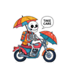 バイクに乗るガイコツくん（個別スタンプ：12）