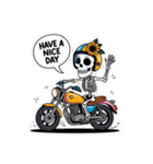 バイクに乗るガイコツくん（個別スタンプ：13）