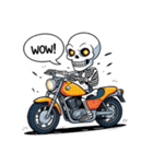 バイクに乗るガイコツくん（個別スタンプ：14）