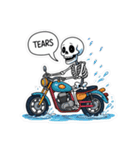 バイクに乗るガイコツくん（個別スタンプ：16）