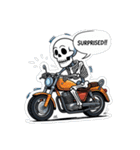 バイクに乗るガイコツくん（個別スタンプ：17）