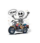 バイクに乗るガイコツくん（個別スタンプ：22）