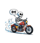 バイクに乗るガイコツくん（個別スタンプ：23）