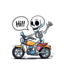バイクに乗るガイコツくん（個別スタンプ：28）
