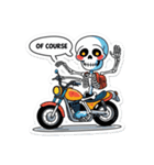 バイクに乗るガイコツくん（個別スタンプ：30）