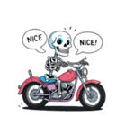 バイクに乗るガイコツくん（個別スタンプ：32）
