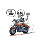 バイクに乗るガイコツくん（個別スタンプ：33）