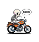 バイクに乗るガイコツくん（個別スタンプ：34）