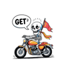 バイクに乗るガイコツくん（個別スタンプ：35）