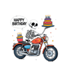 バイクに乗るガイコツくん（個別スタンプ：37）