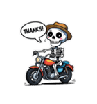 バイクに乗るガイコツくん（個別スタンプ：38）