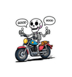 バイクに乗るガイコツくん（個別スタンプ：40）